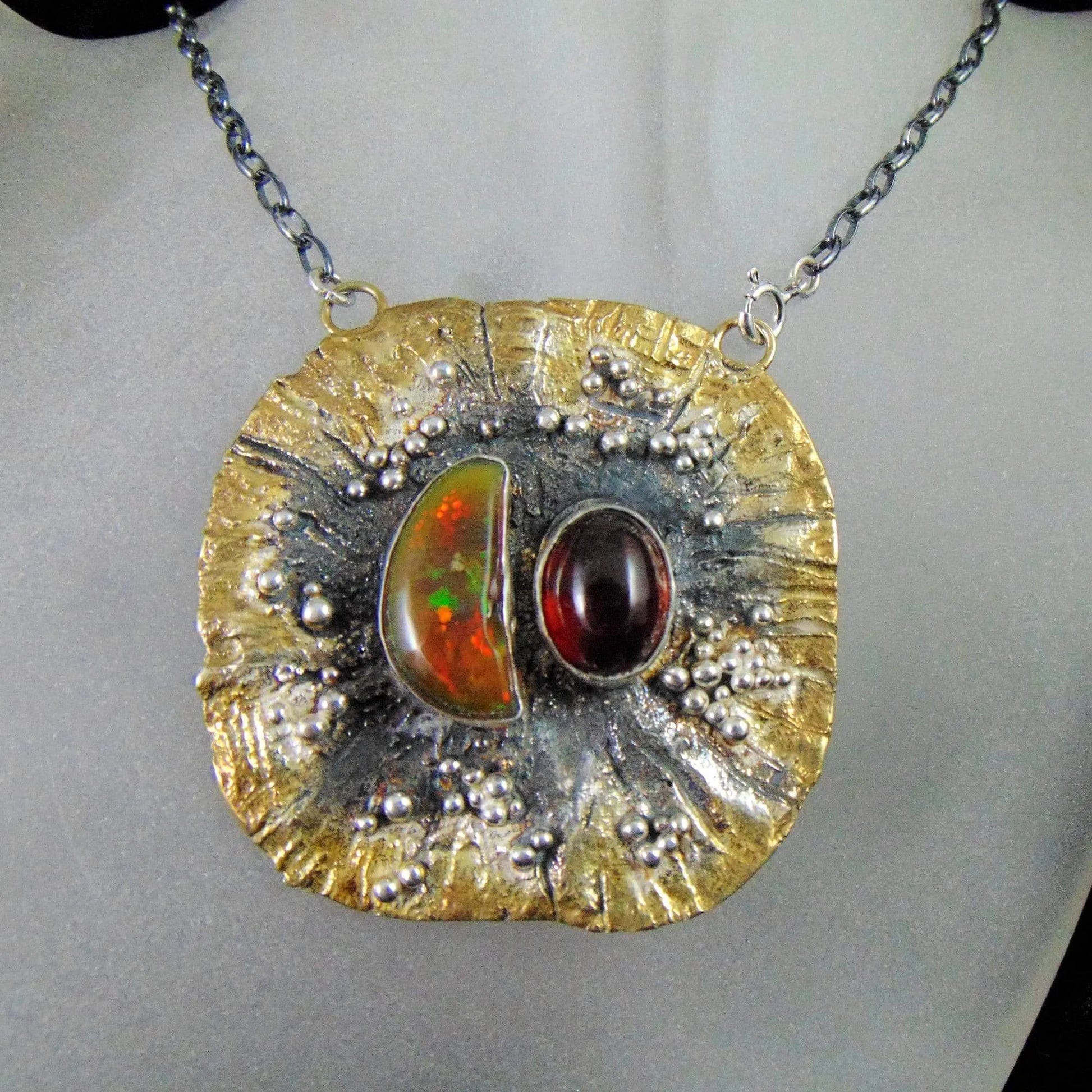 Wisior z Pomarańczowym Opalem - Jesienne Słońce - EPIR Art Jewellery&Gemstone