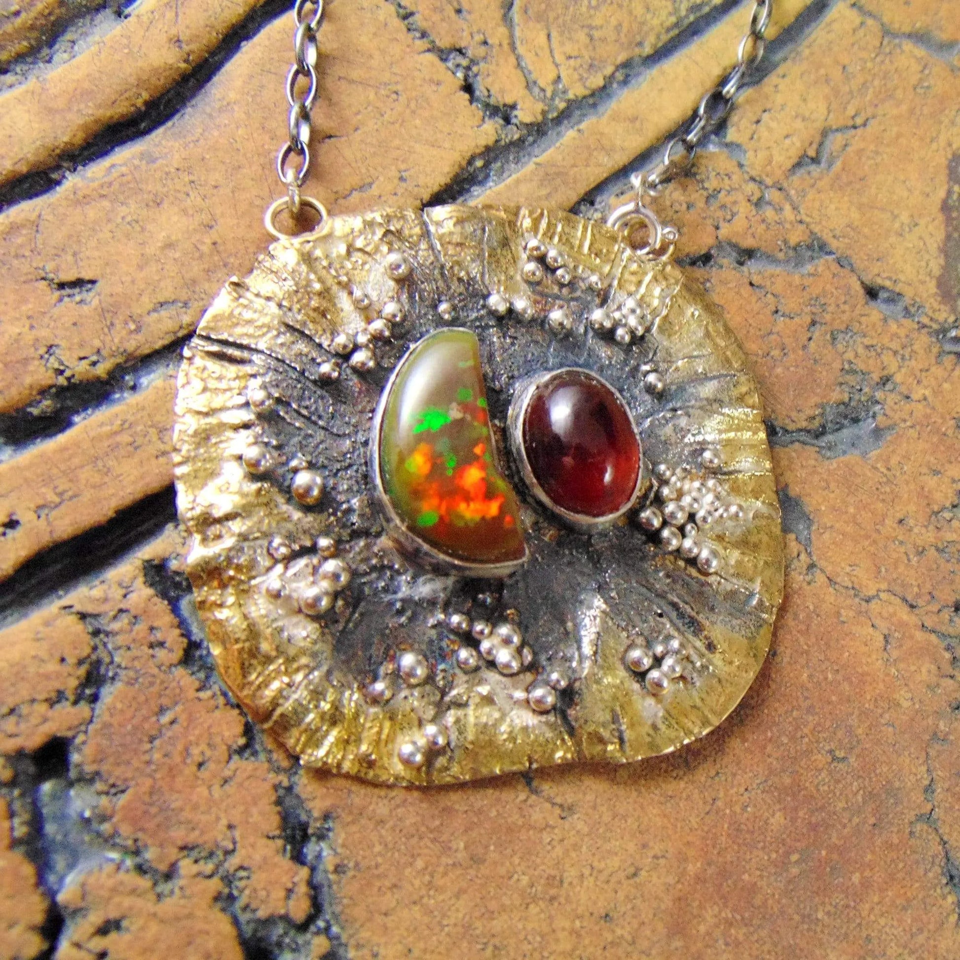 Wisior z Pomarańczowym Opalem - Jesienne Słońce - EPIR Art Jewellery&Gemstone