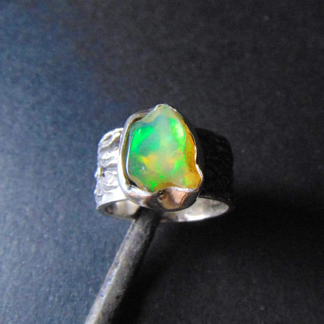 Zielony opal - obrączka - EPIR Art Jewellery&Gemstone