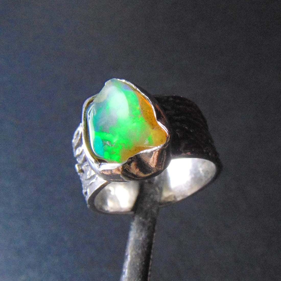 Zielony opal - obrączka - EPIR Art Jewellery&Gemstone